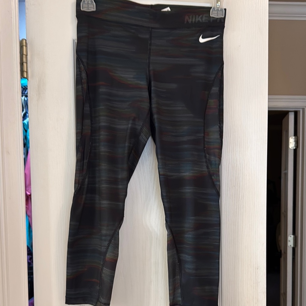 Nike Black Leggings with Multicolor Pattern